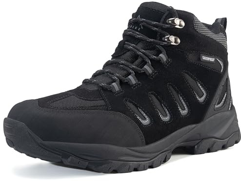 EARLDE Herren Wanderstiefel Wasserdicht Schuhe Wanderschuhe Leicht Trekkingschuhe Outdoorschuhe Schwarz 43 EU