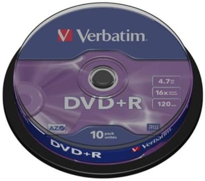 DVD+R 4.7GB 16X en tarrina de 10 Unidades, Ideal para Almacenamiento de Datos, copias de Seguridad y grabación de vídeos.