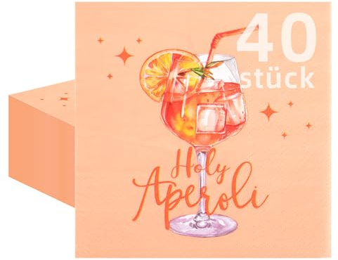 20 Stück Aperol Deko Servietten Geburtstag,Aperol Spritz Jga Deko,33×33cm Aperol Geschenk Servietten Orange Mit”Holy Aperoli”Für Partys.Zitronen Servietten Für Jugendweihe,Hochzeit, Geburtstagsfeier