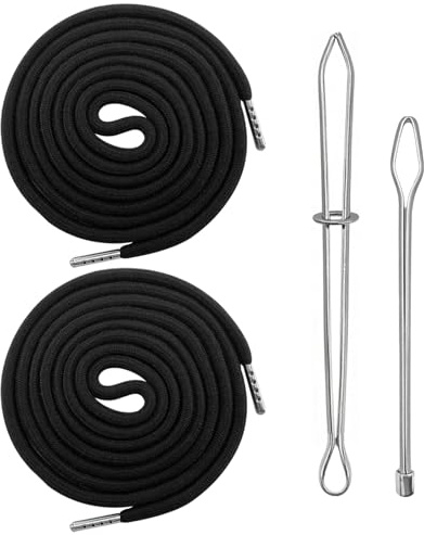 Kordel für Hoodie & Jogginghose – 160cm Ersatz-Kordel mit Einfädelnadel und Schnalle, 2 Stück BaumwolleKordel für Badehose, Hosenbund, Sweatshirts, Kordelzug für Jogginghosen und Hoodies (Schwarz)