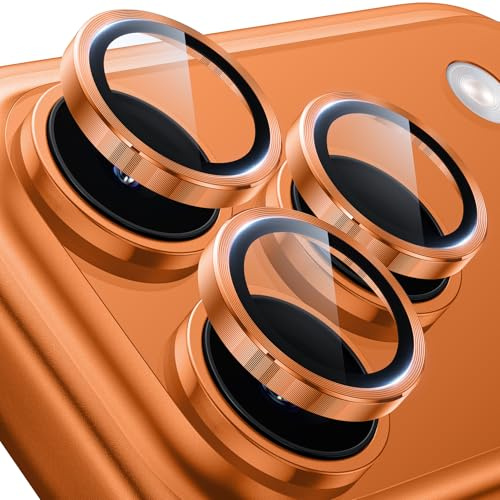Hoerrye for iPhone 17 Pro Max/17 Pro Camera Lens Protector, Orange | Individual Metal Lens Protection Cover, 9H Tempered Glass, HD Clear, Strong Adsorption, Anti-Scratch, Case Friendly
