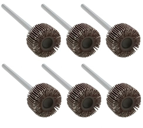 VGOL 6 Stück 30 Mm X 15 Mm Fächerschleifer Körnung 120 mit 6 X 100 Mm Schaft Zum Schleifen von Metall