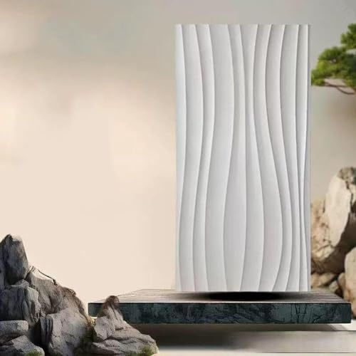 Paneles de Pared 3D para decoración de Interiores de TV, Revestimiento de Paredes para Dormitorio y Cocina, Ladrillos estructurales Ligeros de PU con Textura Ondulada(Blanco,5PCS)