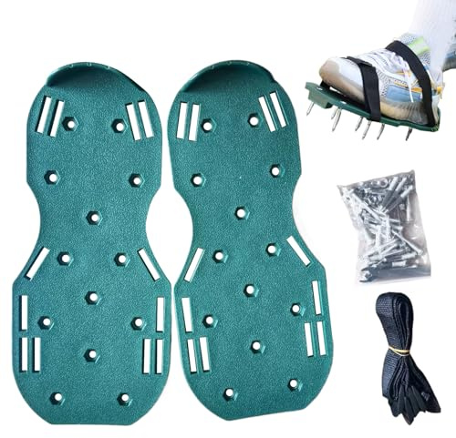 Generico Scarpe Aeratore per Prato - Scarpe Aeration con Chiodi,Calzature Robuste con Cinturini Regolabili per Manutenzione Giardino e Semina
