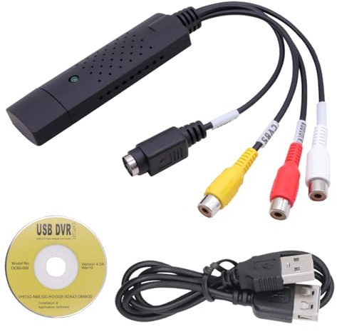 Kryolithm VHS auf USB 2.0 Video Grabber, VHS Digitalisieren Gerät Konverter, 1080P Video Capture Device, Audio Video Grabber Konverter für Mac, Windows 2000, XP, WIN7/8/10/11, Vista