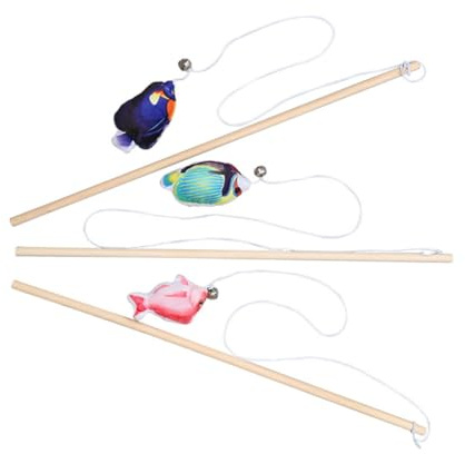 Gadpiparty 3 Stück Katzenspielzeug Katzenangel Stick Aus Holz Mit Katzenminze Aktivierend Für Kätzchen Haustier Home Spielzeug