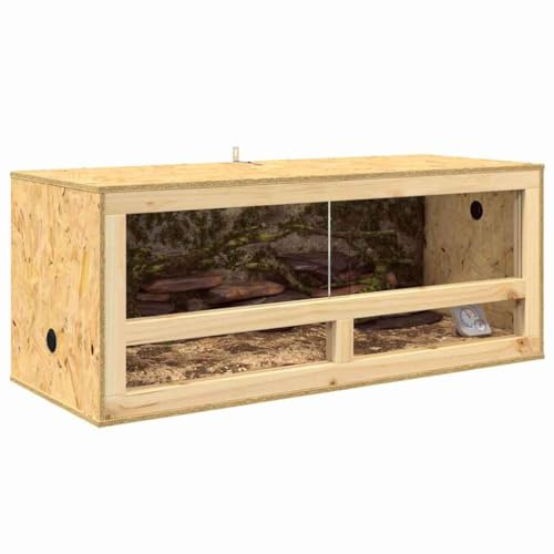 vidaXL Terrarium Brun 100 x 40 x 40 cm OSB, Rustik glasbur, hållbar rektangulär terrarium för reptiler, husdjur inomhus, hem för amphibier
