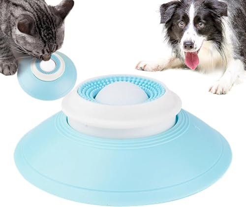 CHANGYUE Ciotola da leccare per cani e gatti, tappetini alimentazione lenta, palla da leccare antiscivolo, giocattolo per animali domestici (palla bianca) (A)