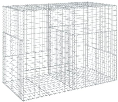 Nqyjm Gabion Gabion Cestello Gabion con Coperchio 200x100x150 cm Ferro Zincato, Recinzione Decorativa Giardino Griglia Metallo per Arredamento Esterno Cortile