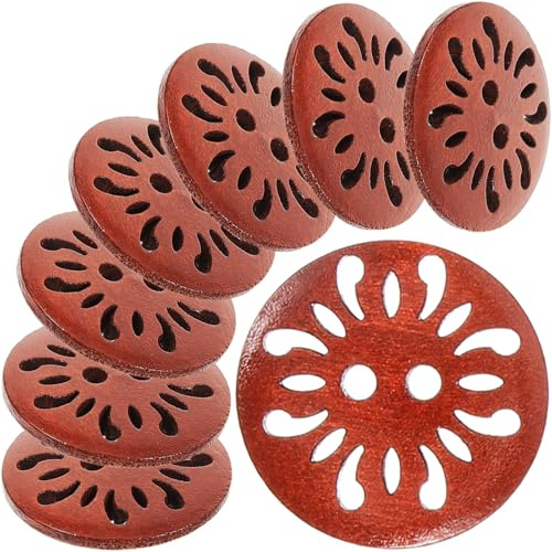 50 Pezzi Bottoni in Legno a Crisantemo per Cucito, Marrone | Bottoni per Tappezzeria, Accessori per Cucito, Bottoni in Legno Naturale, Grandi Bottoni di Legno