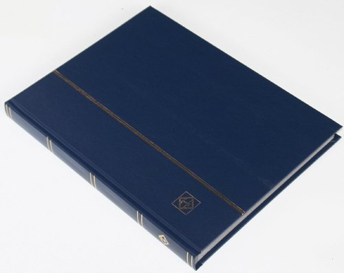 32 schwarze Seiten LEUCHTTURM Einsteckbuch Briefmarkenalbum Einband dunkelblau