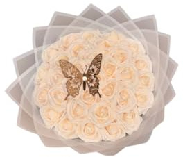 M-Diamant Kunstblumenstrauß Rosen Bouquet – Realistische Seidenrosen & Blätter – Langlebig & Pflegefrei – Ideal für Hochzeit, Wohnzimmer, Geschenk – Rosa Deko Blütenakzente (Beige)