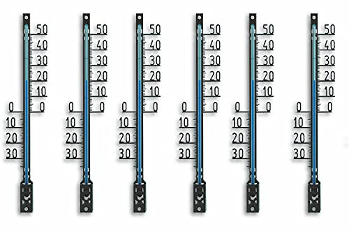 TFA Dostmann 6er-Set Analog-Außenthermometer, 95.1030, für den Außenbereich geeignet, wetterfest, 16 cm hoch, schwarz
