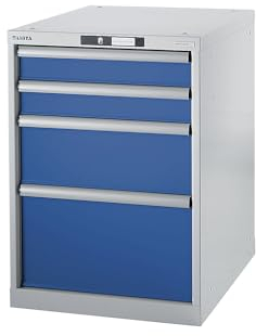Lista | Werkbank-Baukastensystem | Unterbauschrank | Höhe 800 mm | 4 Schubladen | enzianblau