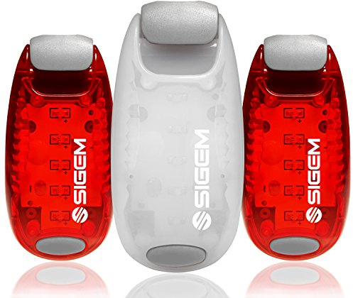 LED-säkerhetslampor (3-pack) + GRATIS bonusar | Clip-on blinkande strobo-ljus, hög synlighet för löpning, jogging, promenader cykling för barn, hundar, cykelhjälm, cykel, bakljus (röd-vitröd)