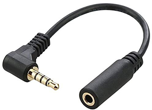 xiwai Cavo di prolunga stereo maschio-femmina da 3,5 mm angolato a 90 gradi a 4 pin da 10 cm nero