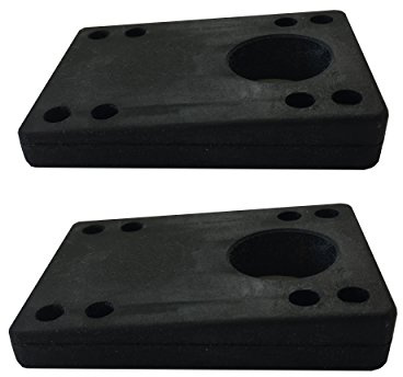 Vj skateshop Longboard Skateboard Riser Pads, Rubber, Set of 2, size 3mm (1/8) 6mm (1/4) 12mm (1/2) 14mm Angel Wedge Riser Pads, Black (Angle/Wedge)