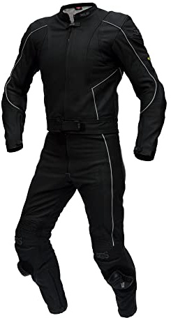 XLS Tuta in pelle da uomo in due pezzi, colore nero opaco, in vera pelle (60)
