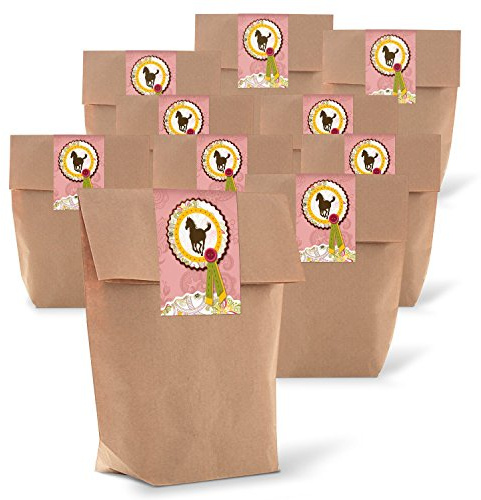Logbuch-Verlag 25 kleine Geschenktüte PFERD Sticker Aufkleber rosa pink Mädchen DANKE Dankesgeschenk Mitgebseltüten Gastgeschenk Geburtstag 14 x 22 x 5,6 cm