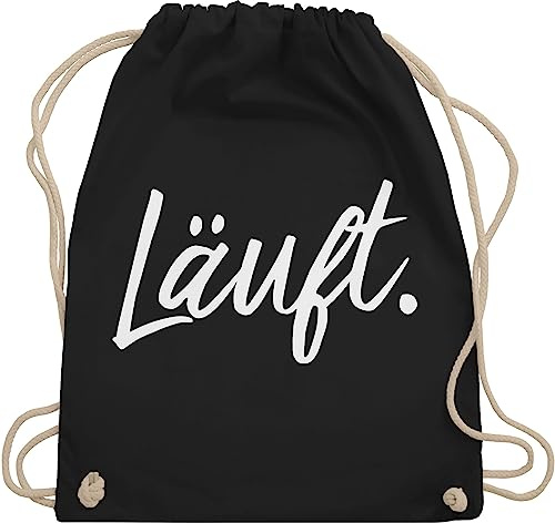 Turnbeutel Rucksack - Sprüche - Läuft - Statement - Unisize - Schwarz - lustige mit aufschrift typo beutel taschen statements laeuft stoffrucksack festival sprüchen￼ läuft. stoffbeutel kind