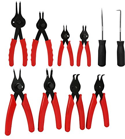 11pcs Circlip Plier Snap Ring Plier Tool Kit Universal Mechanics Internal & External Circlip Plier Set Heat Treated Steel Construction Circular Snap Ring Pliers with Storage Case