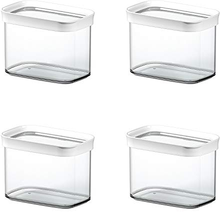 EMSA Optima 513557 Frischhaltedosen Trockenfrischhaltedosen 1 L 4-er Set, transparent/weiß