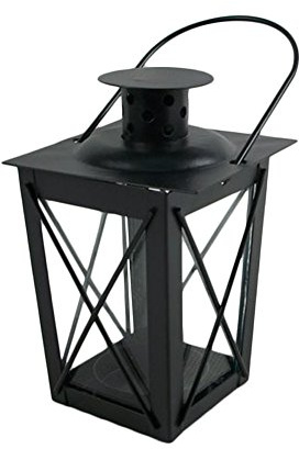 Tealight Candle Holder Lanterns Mini Lantern Vintage Candle Stick Holders for Wedding Party (balck)