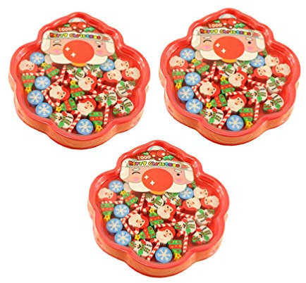 Toyvian Gomma natalizia 3 scatole gomma da cancellare per vacanze di natale scuola di classe premi in premi regalo