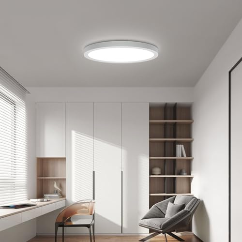VIPMOON 18W LED Ceiling Lights, Ultra-Thin Ceiling Lights IP20 Dustproof, Cold White 6500K, Round Flush Ceiling Light Energy Efficient for Office, Living Room, Bedroom, Kitchen, Hallway, Porch