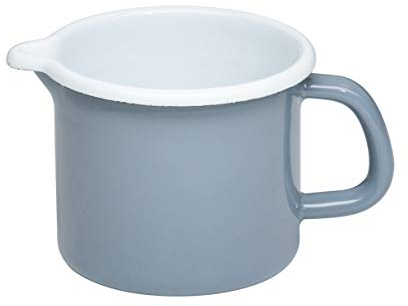 Riess, 0038-065, Schnabeltopf 9, CLASSIC - PURE GREY, Durchmesser 9 cm, Höhe 8.5 cm, Inhalt 0.5 Liter, Emaille, helles Grau, Milchtopf, Induktion