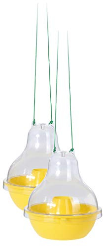 Wespenfalle Wespenfänger Insektenfalle 2er Set Mückenfalle 13cm Hoch 16cm Durchmesser Wespenschutz Wespen Falle Insekten Schutz Transparent zum Aufhängen Garten Terrasse Balkon