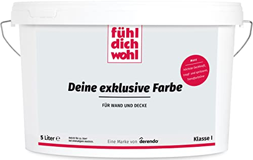 derendo Fühl Dich Wohl Deine Farbe grau, matte Wandfarbe grau, hohe Deckkraft, verschiedene Grautöne zur Auswahl (5L, Lichtgrau 15-16)
