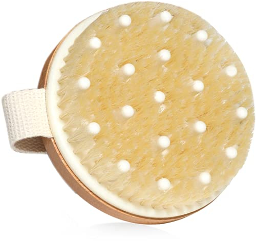 SURDOCA Cepillo Exfoliante Corporal para Cepillado en Seco y Ducha, Depurador de Espalda de Baño para Celulitis y Linfáticos, Exfoliante Suave y Masaje con Multipoint-Massage-Tech (Cerdas de jabalí)