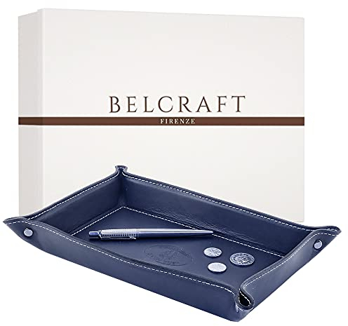 Orvieto Taschenleerer Leder, Handgearbeitet in klassischem italienischem Stil, Ordentlich Tablett, Geschenkschachtel inklusive (28x19 cm) Ozean Blue