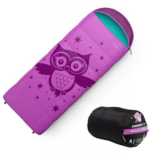 Crossroad Akutan Eule Kinder Schlafsack 170cm - Deckenschlafsack Junior - wasserabweisend - rosa - Mädchenschlafsack für Camping - Sommerschlafsack