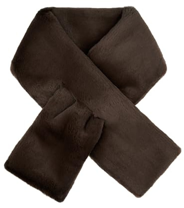 Futrzane Modern Schal - Kunstfell Schal Damen - Winter Pelzkragen Stola aus Pelz (Braun Modern)