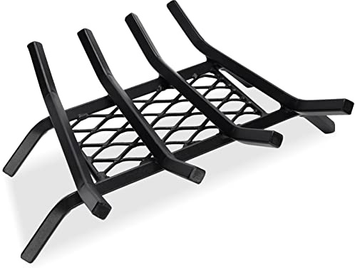 G GOOD GAIN Fireplace Grate with Ember Retainer, 15.5 Heavy Duty Cast Iron Indoor, Chimney Hearth Wood Stove Burning Rack Holder,1/2” Bar Fire Place Asseccories for Outdoor, Fire Pits, Camping.