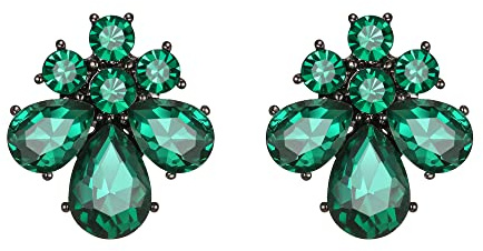 EVER FAITH Blumen Ohrstecker für Damen Mädchen Strass Kristall Hochzeits Braut Tropfen Ohrringe Grün