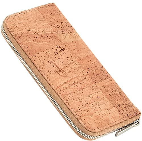 Simaru Geldbörse Vegan aus Kork Damen mit RFID-Schutz, großer Geldbeutel für 10+Karten, Scheine & Münzen, edles Portemonnaie nachhaltig & langlebig (Beige)