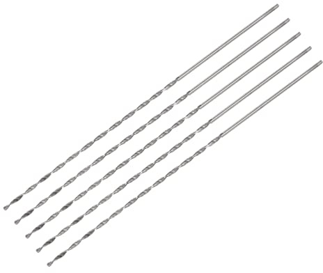 sourcing map 5 Stk. 1mm Mini Mikro Spiralbohrer Hochgeschwindigkeitsstahl geradem Schaft Extra lang Metallbohrer 80mm für Aluminiumlegierung