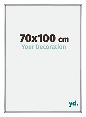 yd. Your Decoration - Bilderrahmen 70x100 cm - Silber Hochglanz - Bilderrahmen aus Kunststoff mit Acrylglas - Antireflex - Rahmen 70x100 cm - Annecy