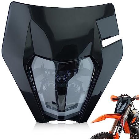 fewfuss Universal Dirt Bike Headlight LED - Dirtbike LED Headlights Kit - Motorcycle Head Lamp Assembly Kit for Enduro ATV (Black)