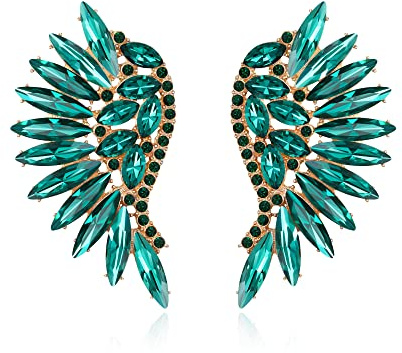 EVER FAITH Pendientes Mujer Cristal con Diamantes de Imitación en Forma de Marquesa de Ala de Ángel para Niñas