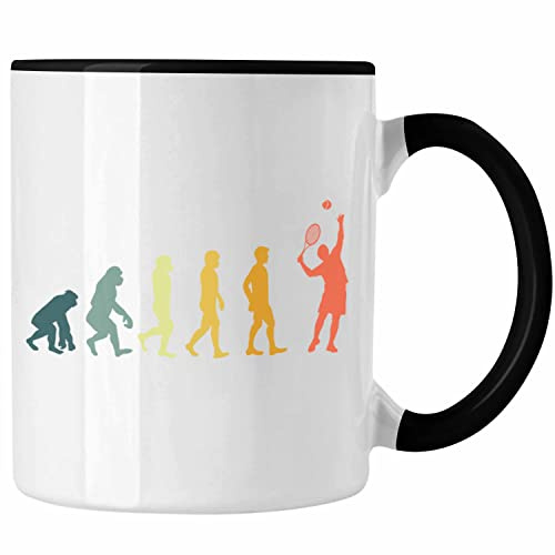 Trendation - Tennis Tasse Geschenk für Tennisspieler mit Spruch für Männer Frauen Herzschlag (Schwarz, 325 Milliliter)