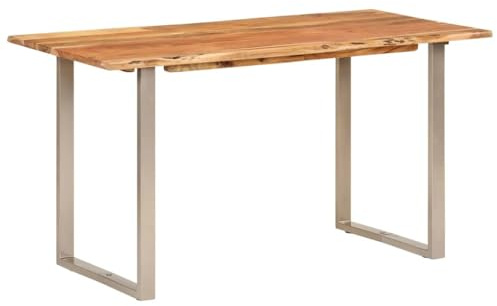 vidaXL Akazienholz Massiv Esstisch Industrial Baumkante Baumstamm Küchentisch Esszimmertisch Speisetisch Tisch Esszimmer Küche 140x70x76cm