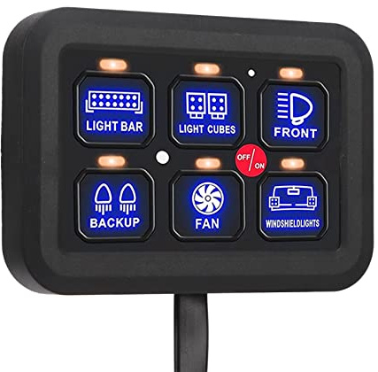Panneau de Commutation 6 Gangs, LED Automatique à intensité Variable On Off Panneau de Commande Tactile LED Univesal pour Camion, Bateau, Véhicule Tout-terrain, ATV, UTV, SUV, Bus