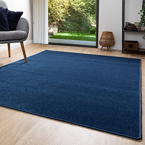 Steffensmeier Kurzflor Teppich Ibiza | Wohnzimmerteppich | Stilvoll | Pflegeleicht | Jugendteppich | Blau, Größe: 160x230 cm