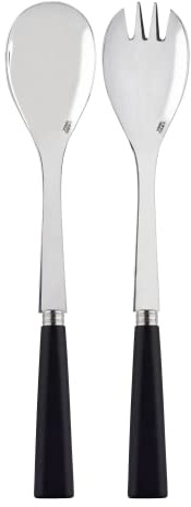 SABRE PARIS - Salatbesteck, 2-teilig 26 cm - Nature - Edelstahl & Holz - Spülmaschinenfest - Schwarz