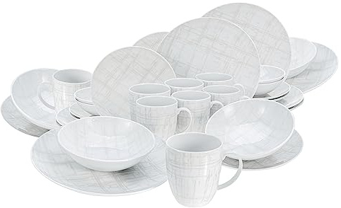 CreaTable, 25798, Serie Shabby Chic, 32-teiliges Geschirrset, Kombiservice aus Porzellan, spülmaschinen- und mikrowellengeeignet, Made in Europe