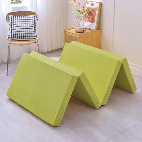 Tragbare Schaumstoff-Klappmatratze mit abnehmbarem Bezug aus Leinen, tragbare Bodenmatratze, Gästebett für Reisen, Camping, faltbare Futon-Matratze, zusammenklappbar zur Aufbewahrung